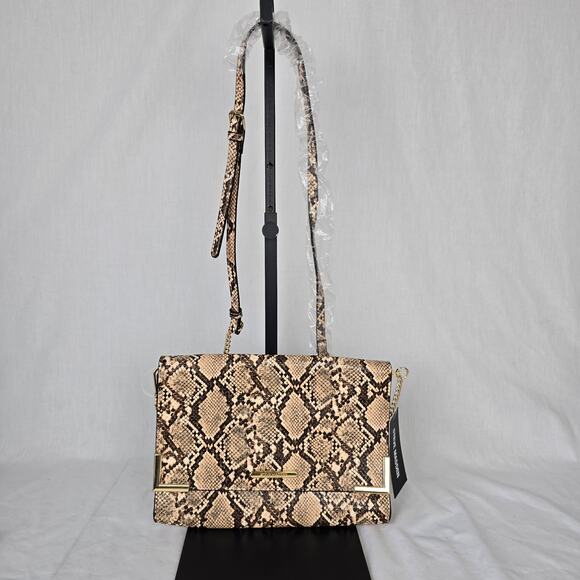 Steve Madden Crossbody Bag or Clutch Brown Tan Snake Print Natural BShannon NWT - Picture 1 of 16